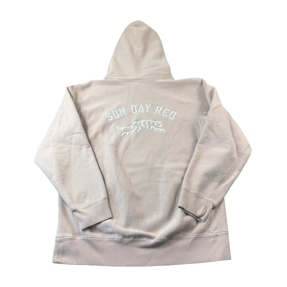 Sun Day Red Pink Clay Tiger Embroidered Mens Pullover Hoodie Large